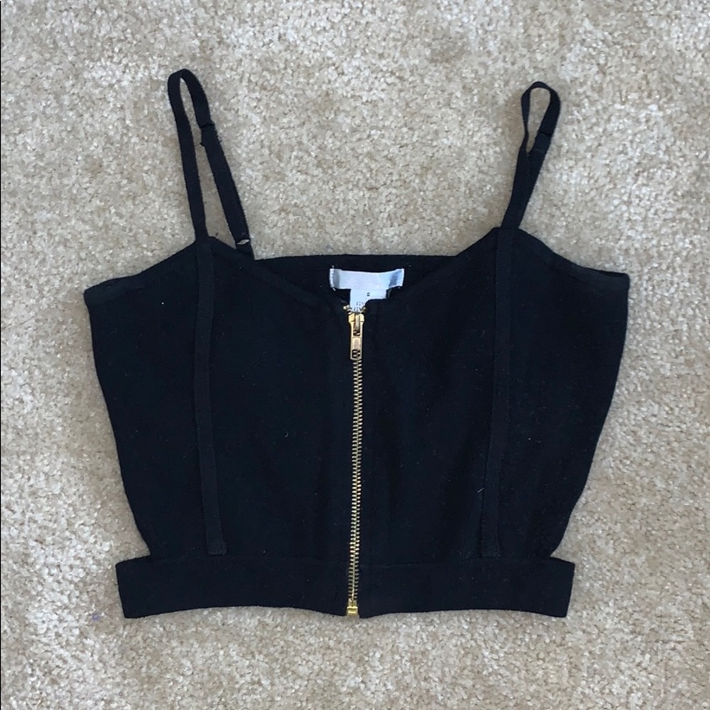 Black Crop Top With Zipper